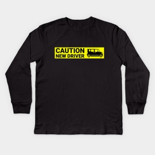 Caution. New driver. Kids Long Sleeve T-Shirt